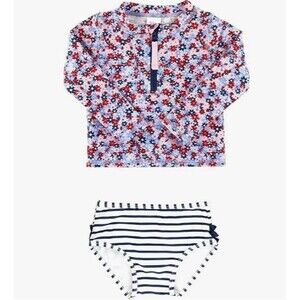 Ruffle Butts Long Sleeve Rash Guard 2‑Piece Swimsuit Set 12–18M UPF